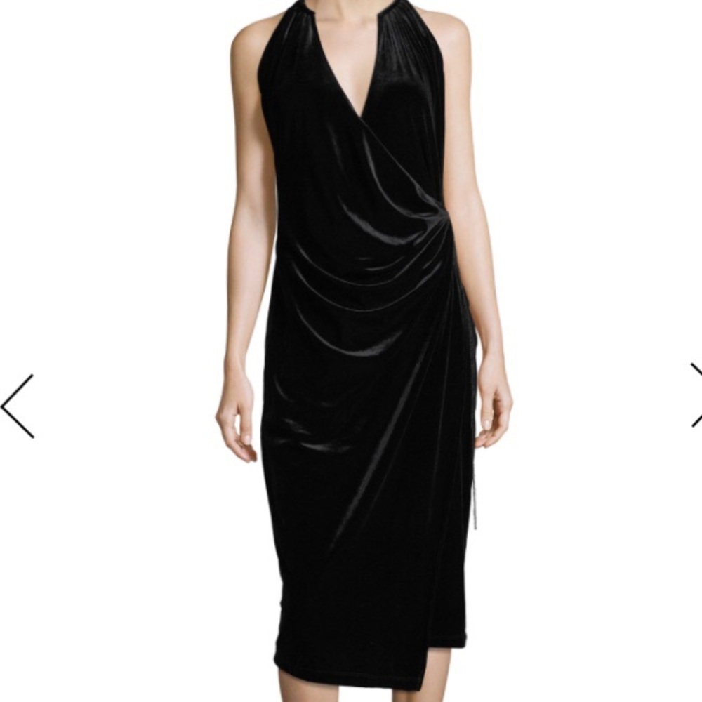 Elie Tahari Sleeveless Faux-Wrap Velvet DressBlack
